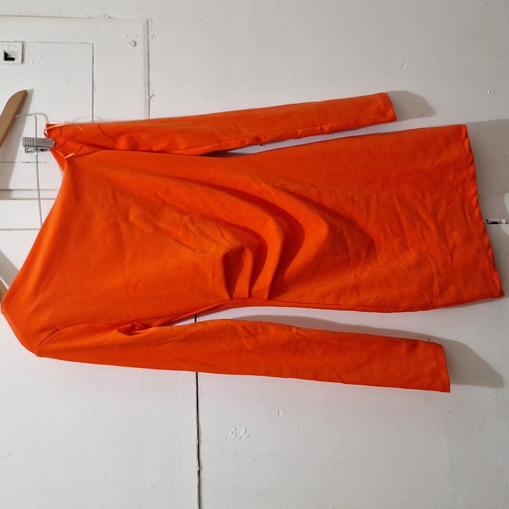NWT BRIGHT ORANGE DRAPED ASYMMETRIC MINI DRESS - Picture 7 of 7